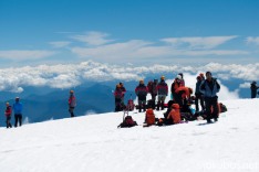 Climbing up to summit Villarrica volcano. CHILE