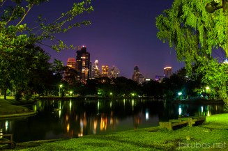 Bangkok Lumpini Park nocą.